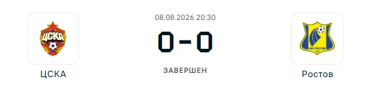 ЦСКА Москва - Ростов результат матча 08.08.2026